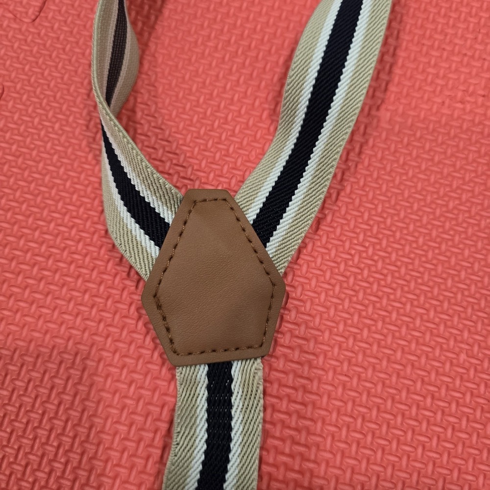 Vintage Style Toddler Kids Y-Back Suspenders‎ - Tan Navy White Striped -... - Picture 2 of 5